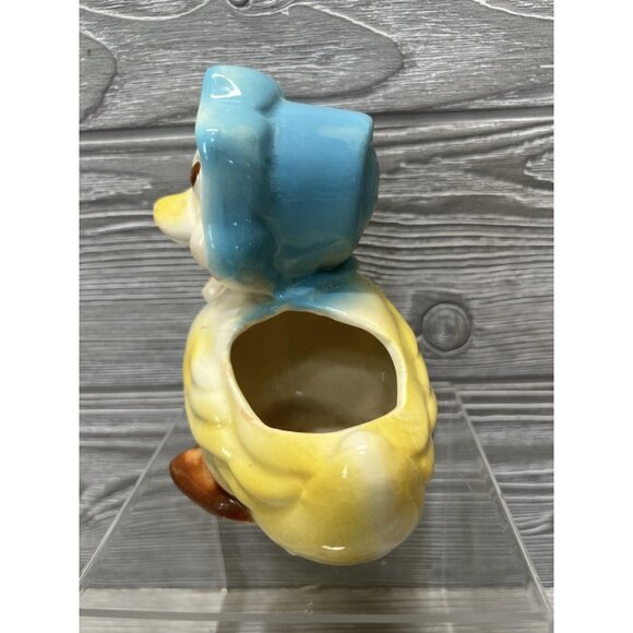 Vintage Duck Planter with Bonnet and Bow Mother Goose Ceramic Midcentury - Picture 2 of 8
